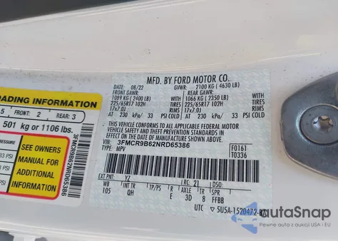 2022 Ford Bronco Sport Big Bend из США, поврежденный, VIN 3FMCR9B62NRD65386